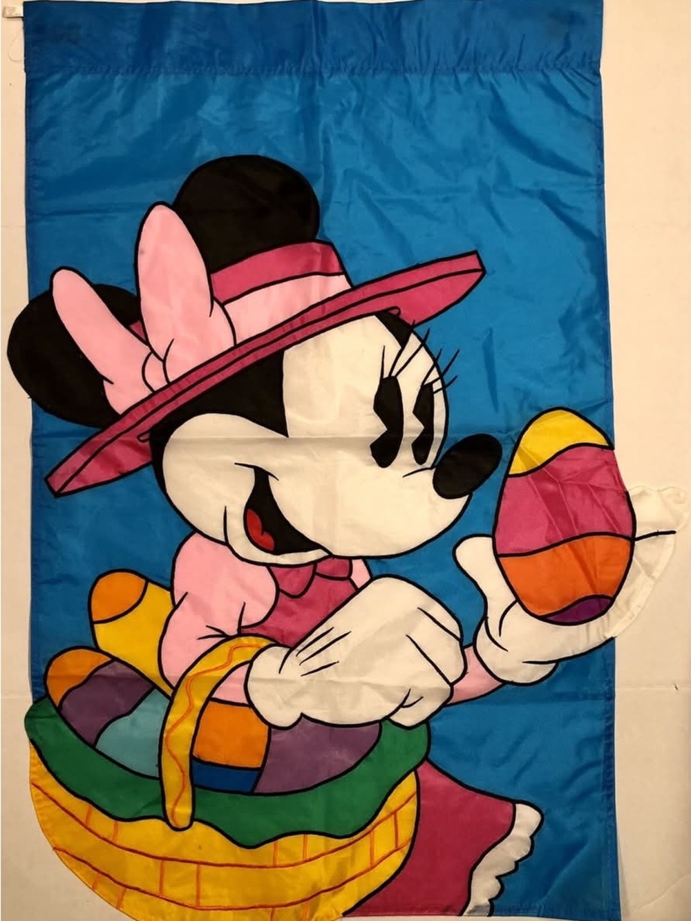 Minnie Mouse Easter Flag with Bright Blue Background